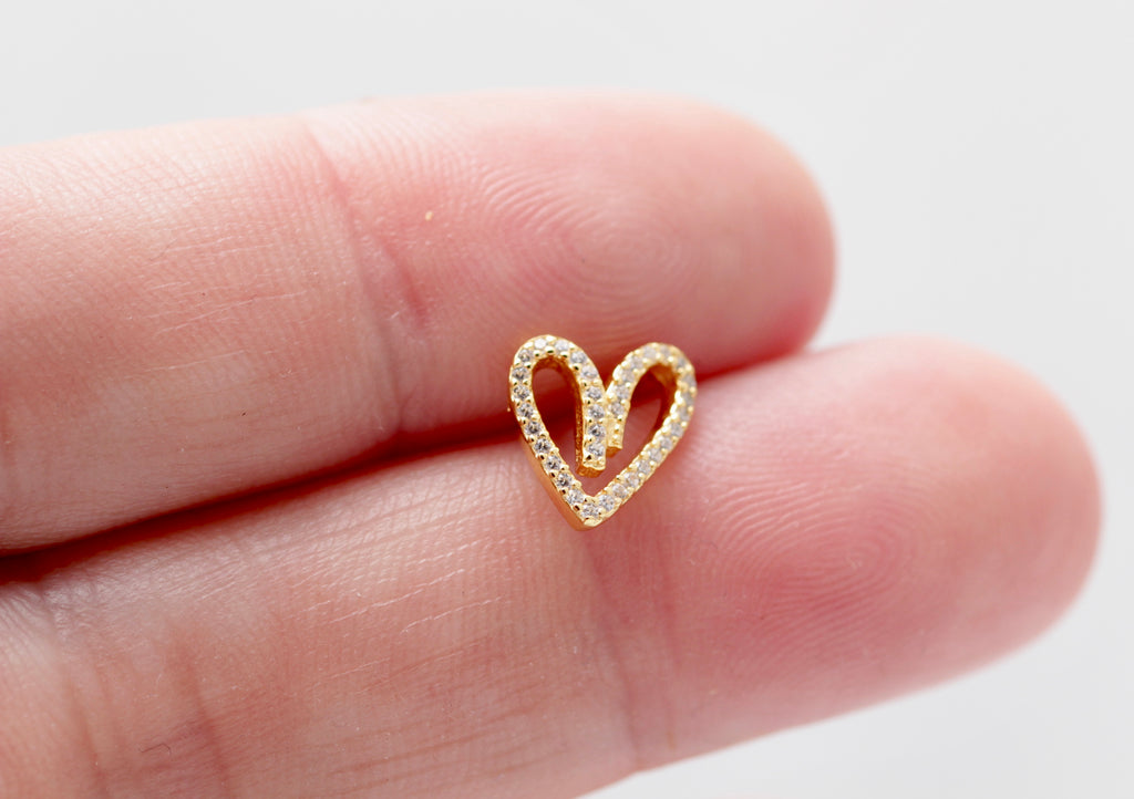 Pave Open Heart Studs