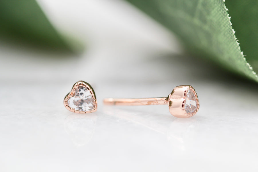 Teenie CZ Heart Studs