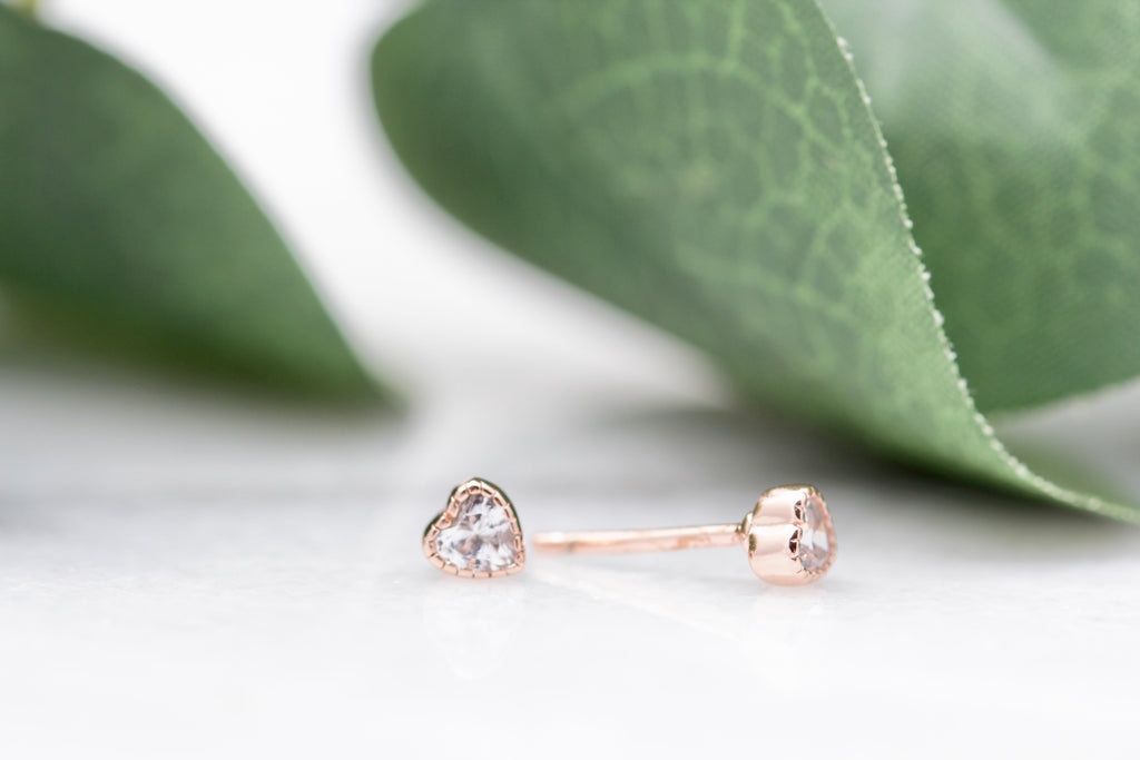 Teenie CZ Heart Studs