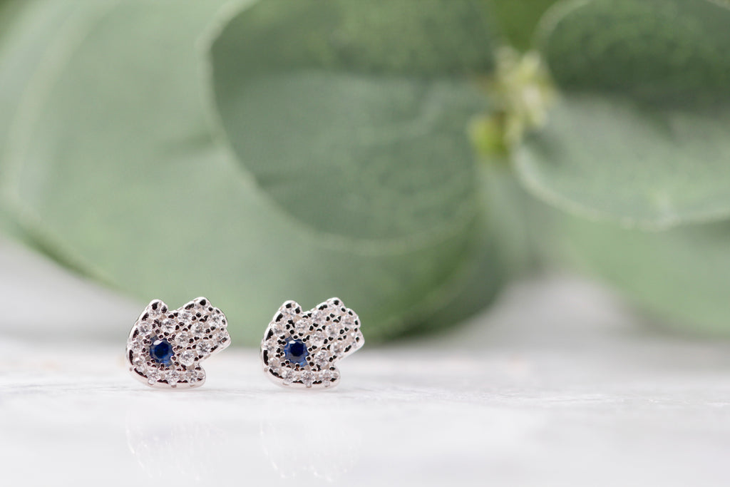 CZ Hamsa Hand Studs