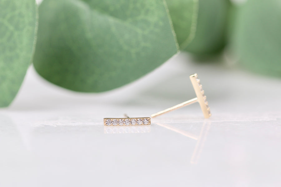 10K CZ Bar Studs