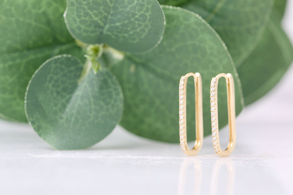 CZ Rounded Rectangle Hoops