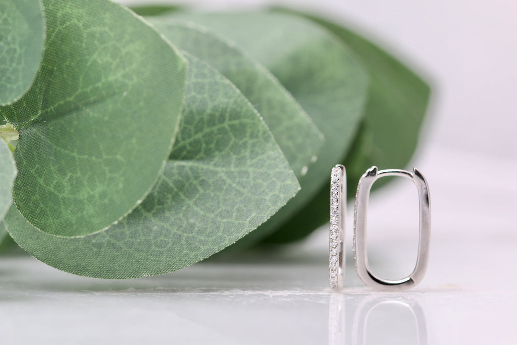 CZ Rounded Rectangle Hoops