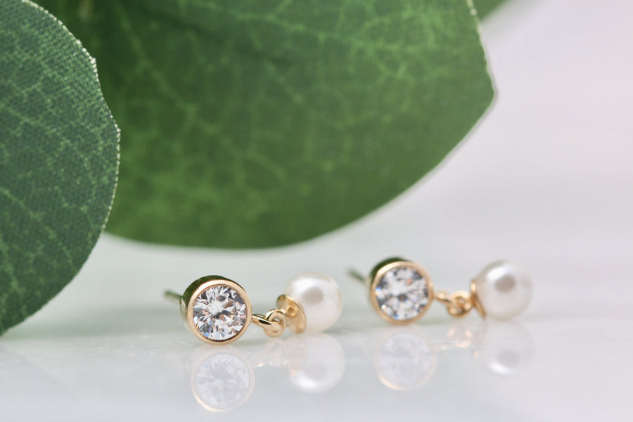 CZ Pearl Drop Stud