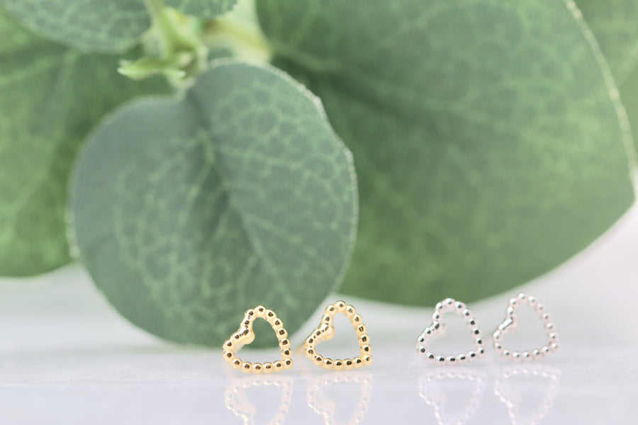 Teenie Beaded Heart Studs