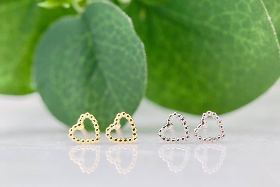 Teenie Beaded Heart Studs