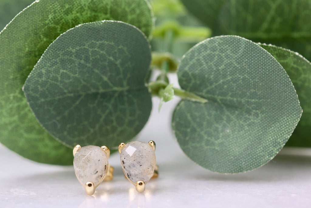 Tear Drop Gemstone Studs