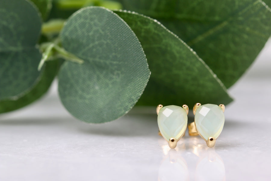 Tear Drop Gemstone Studs