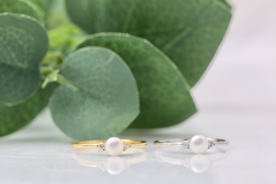Petite Pearl CZ Ring