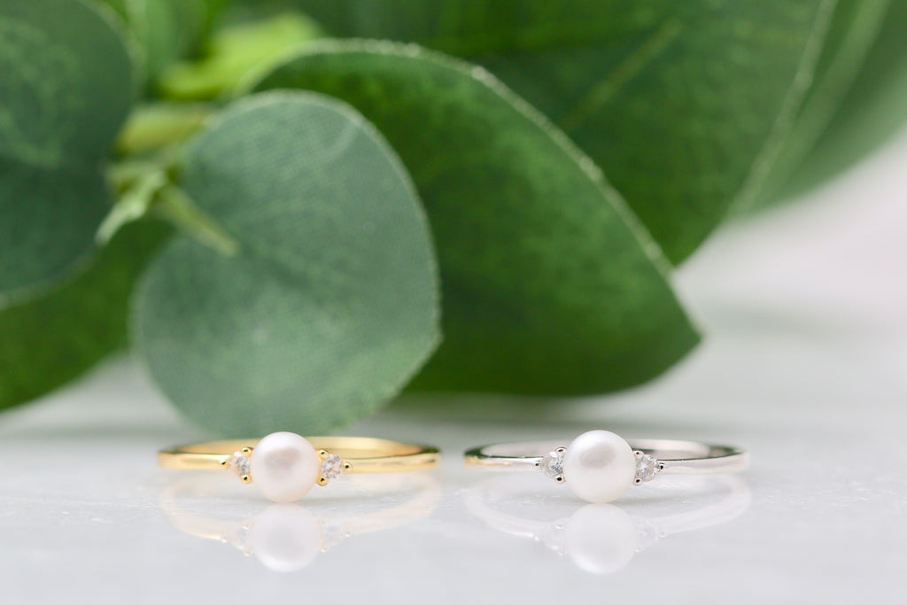 Petite Pearl CZ Ring Reiko Designs Jewellery