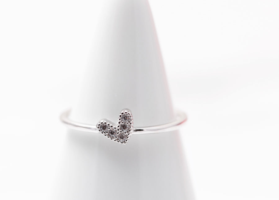 Petite Crystal Heart Ring