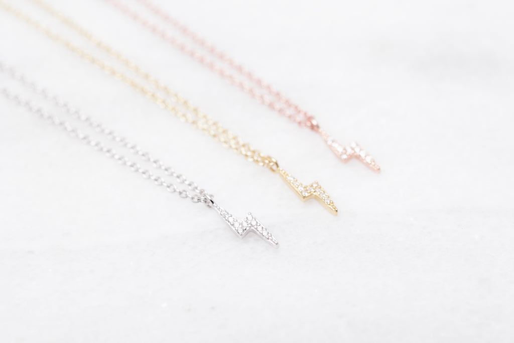 Petite CZ Lightning Bolt Necklace