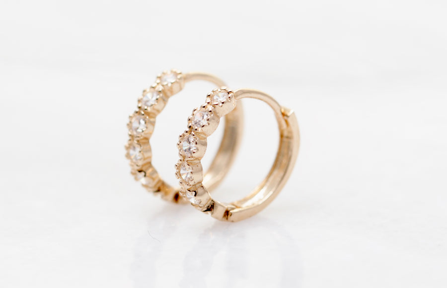 14k Gold CZ Huggies