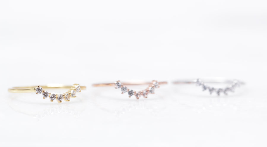 Petite Crystal Arc Ring