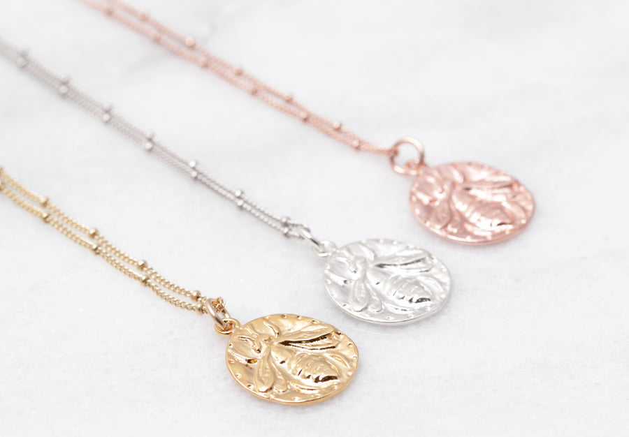 Honey Bee Coin Necklace