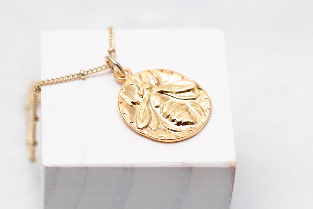 Honey Bee Coin Necklace