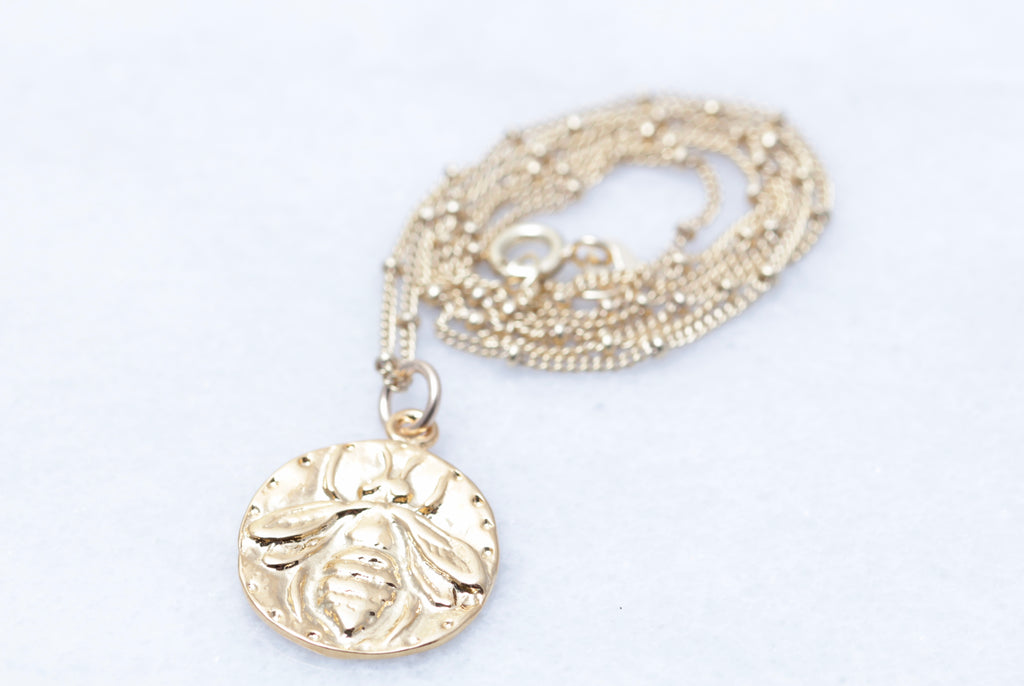Honey Bee Coin Necklace