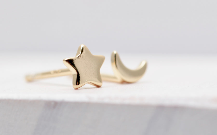 Teenie Moon and Star Studs