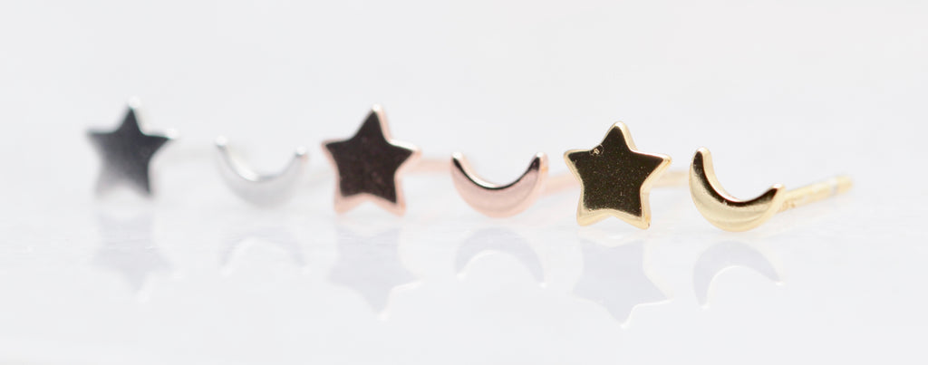 Teenie Moon and Star Studs