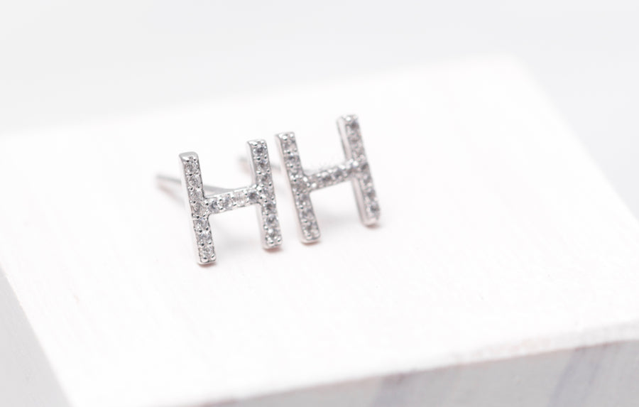 CZ Pave Initial Studs