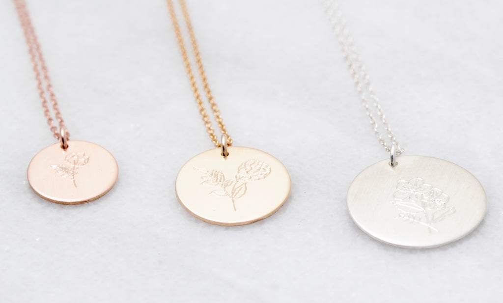 Hand Drawn Circle Flower Necklace