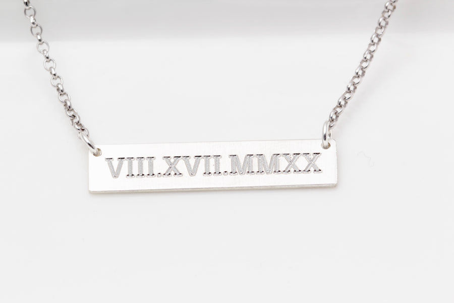 Roman Numeral  Bar Necklace