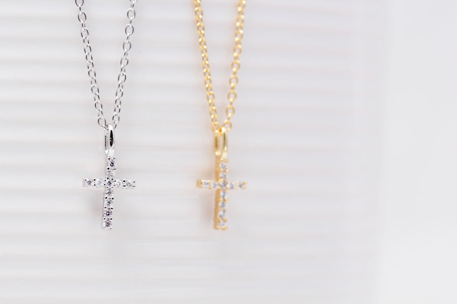 Petite CZ Cross Necklace
