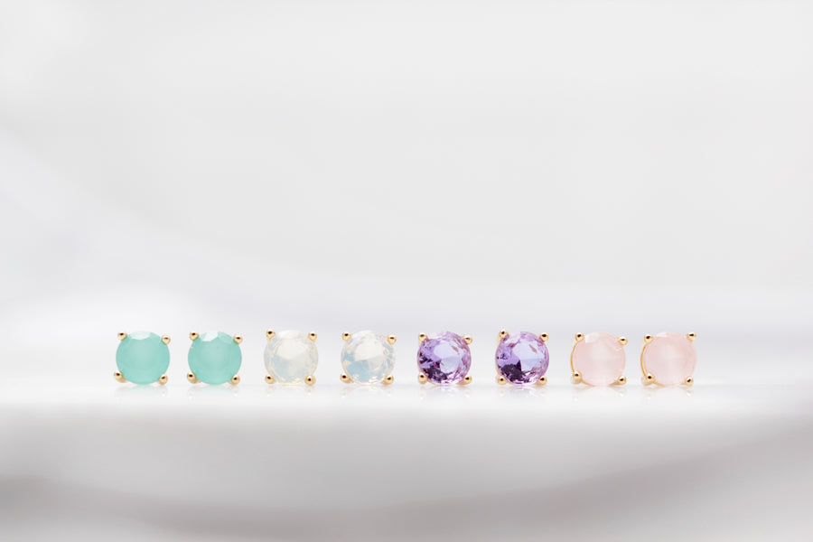 Round Gemstone Studs